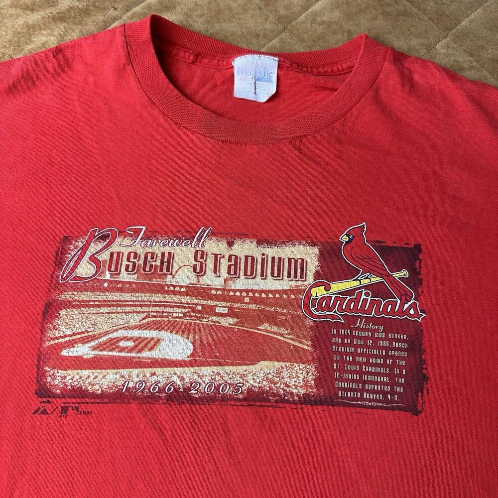 Vintage St Louis Cardinals T Shirt Farewell Busch Stadium Majestic Red Mens Xl